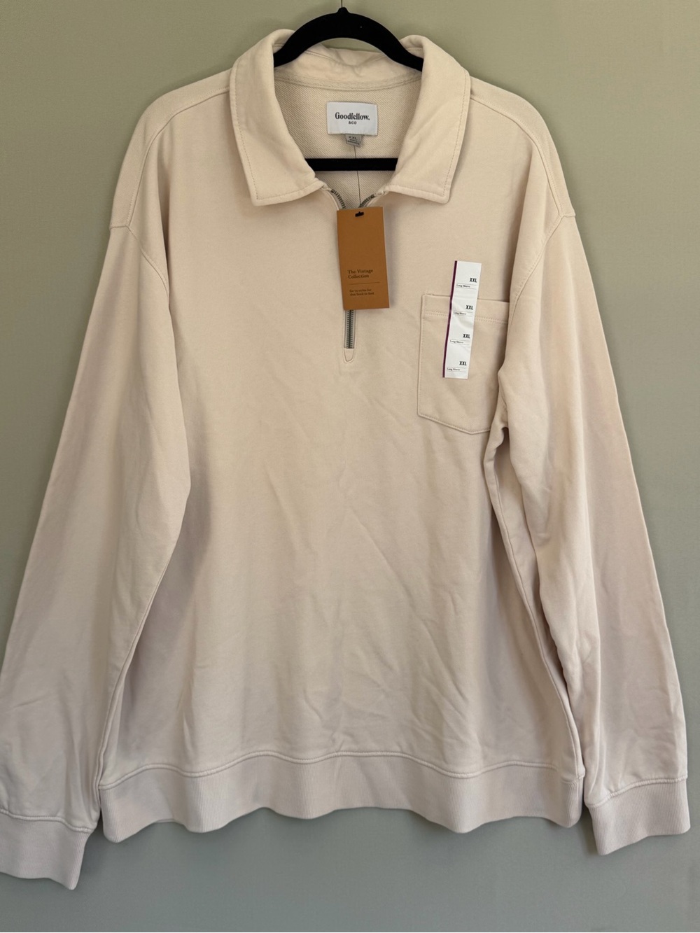 Goodfellow & Co Cream Half-Zip Chest Pocket Pullover